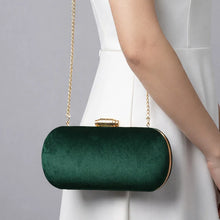 Dark Green Base Plain Velvet Fabric Clutch