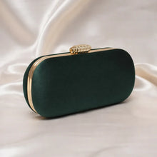 Dark Green Base Plain Velvet Fabric Clutch