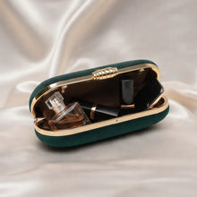 Dark Green Base Plain Velvet Fabric Clutch