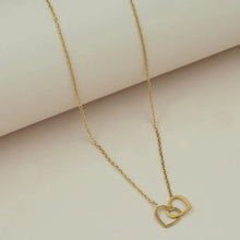 Gold Plated Two Hearts Pendant Necklace