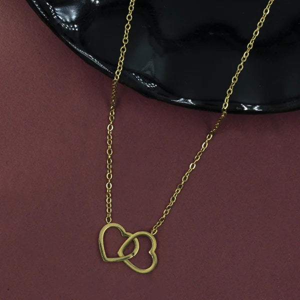Gold Plated Two Hearts Pendant Necklace