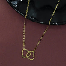 Gold Plated Two Hearts Pendant Necklace