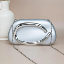 Designer Silver Acrylic Clutch with Silver Handle