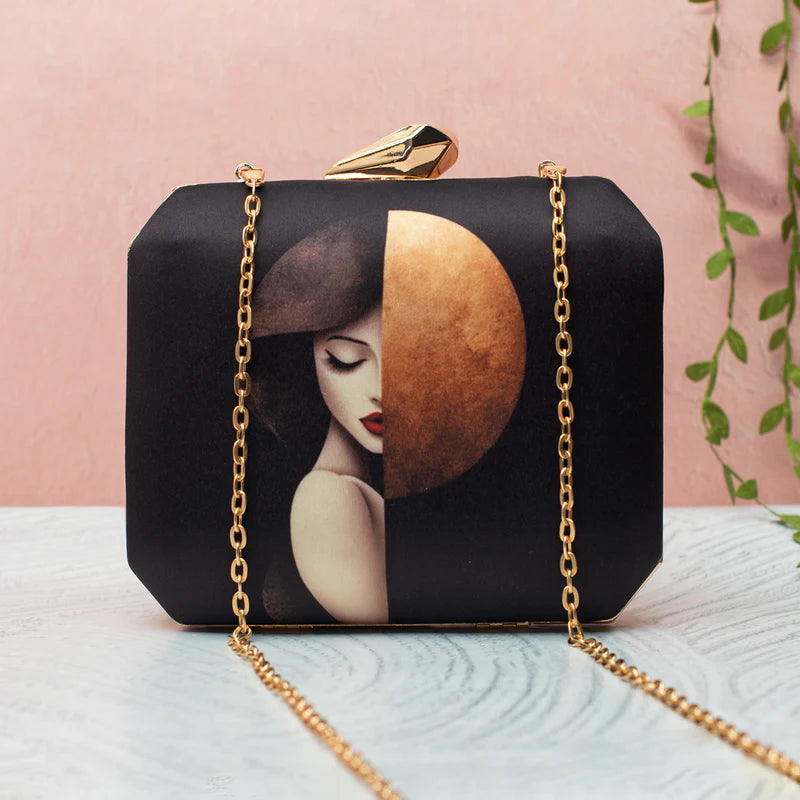 Abstract Face Art Printed Clutch