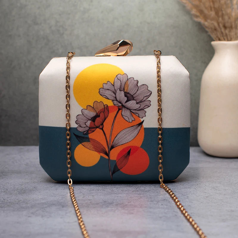 Floral Modern Art Printed Clutch
