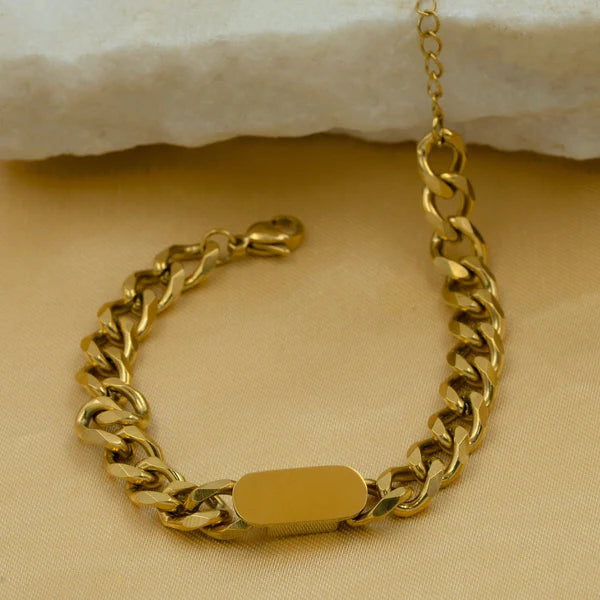 Gold Plated Bold Curb Chain Bracelet