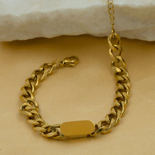 Gold Plated Bold Curb Chain Bracelet