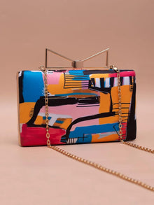 Multicolor Art Printed Clutch Bag For Women
