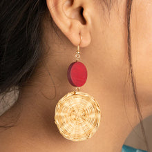 Boho Maroon Circle Weave Earrings