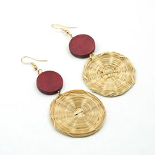 Boho Maroon Circle Weave Earrings