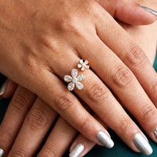 Dual Blossom Adjustable Anti-Tarnish Ring