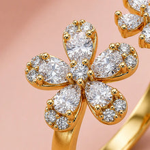 Dual Blossom Adjustable Anti-Tarnish Ring