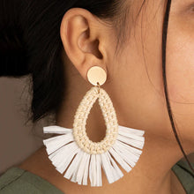 Handcrafted White Fringe Teardrop Earrings