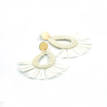 Handcrafted White Fringe Teardrop Earrings