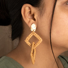 Handcrafted Rattan Geometric Dangle Earrings