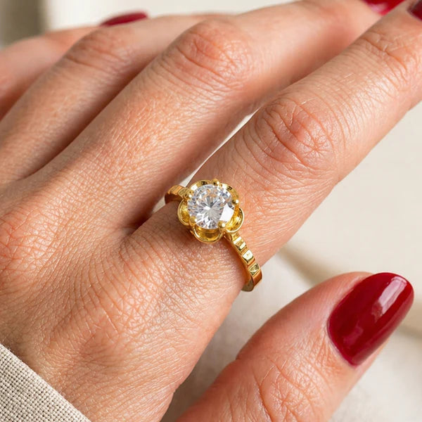 Golden Blossom Adjustable Anti-Tarnish Ring