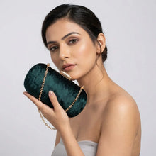 Green Capsule Clutch Bag For Women