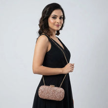 Gold Shimmer Capsule Clutch Bag For Women