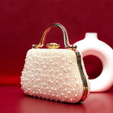 White Pearl Beaded Party Clutch Bag For Women