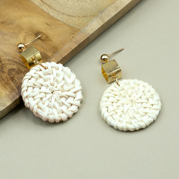 White Radiance Round Earrings