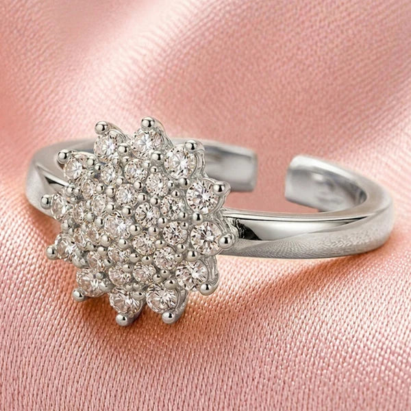 Silver-Tone Starburst Anti-Tarnish Ring