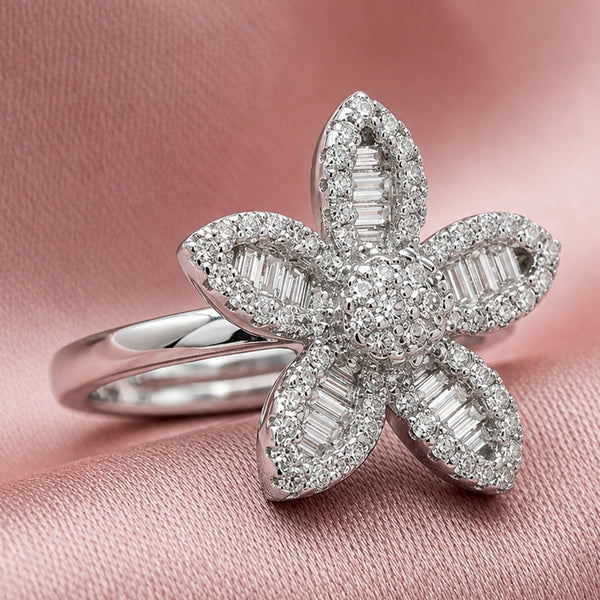 Silver Floral Statement Anti-Tarnish Ring