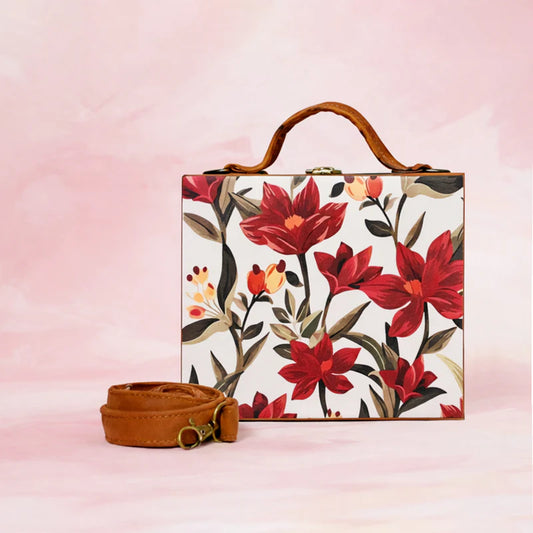 Red Flower Printed Suitcase Style