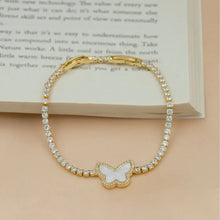 Gold Plated White Butterfly MOP Bracelet