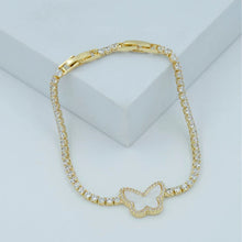Gold Plated White Butterfly MOP Bracelet
