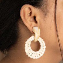 White Woven Hoop Earrings