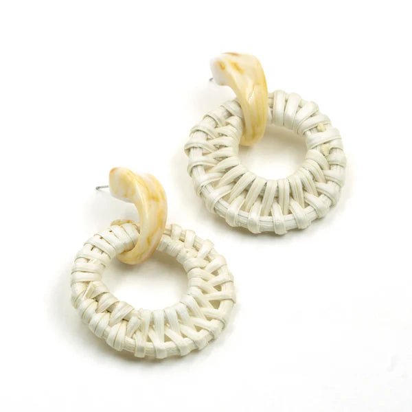 White Woven Hoop Earrings