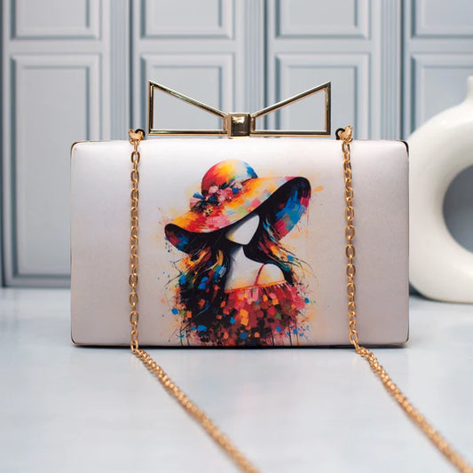 Multicolor Art Printed Clutch Bag For Women
