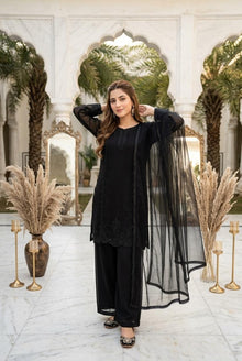 Designer Faux Georgette Palazzo Set With Heavy Beads Embroidery & Lace Dupatta