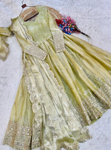 Designer Fendy Silk Anarkali Gown With Heavy Sequence & Zari Embroidered Dupatta