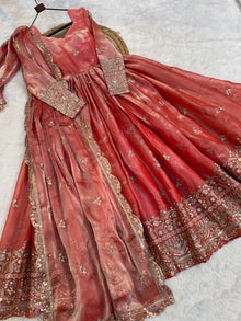 Designer Fendy Silk Anarkali Gown With Heavy Sequence & Zari Embroidered Dupatta