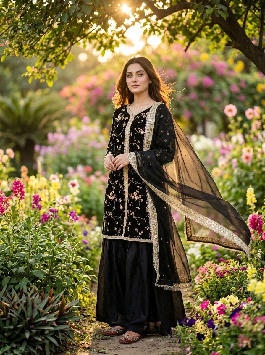 Designer Pure Fendy Silk Embroidered Top Palazzo Set With Dupatta