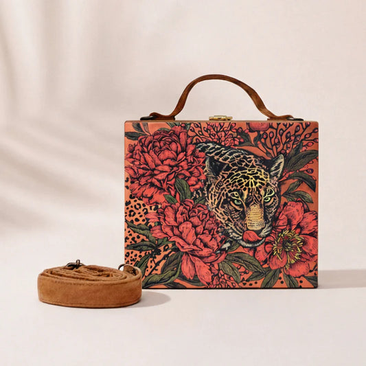 Tiger Printed Suitcase Style Clutch