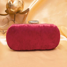 Maroon Base Plain Velvet Fabric Clutch