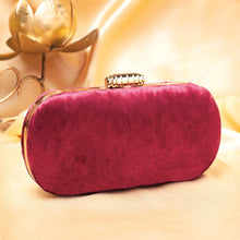 Maroon Base Plain Velvet Fabric Clutch