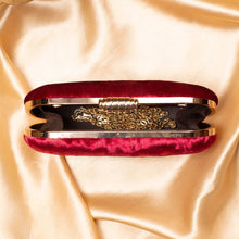 Maroon Base Plain Velvet Fabric Clutch