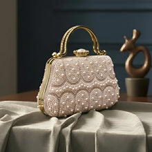 White Pearl Beaded Party Clutch Bag For Women