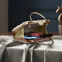 White Pearl Beaded Party Clutch Bag For Women