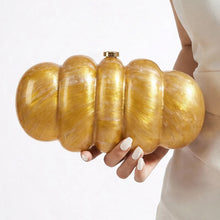 Elegant Golden Puff Acrylic Clutch
