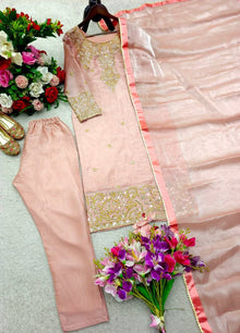 Designer Zmy Chu Silk Palazzo Set With 5mm Sequence Embroidery Dupatta