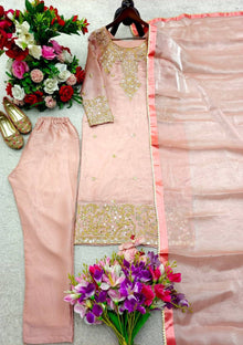 Designer Zmy Chu Silk Palazzo Set With 5mm Sequence Embroidery Dupatta