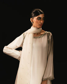 Designer Natural Crepe Palazzo Set With Beads Work & Organza Dupatta