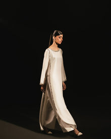 Designer Natural Crepe Palazzo Set With Beads Work & Organza Dupatta
