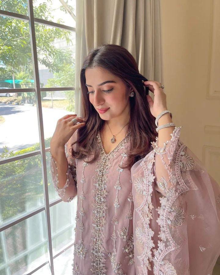 Designer Soft Net Sharara Suit Set With Pearl Handwork & Sequence Embroidery