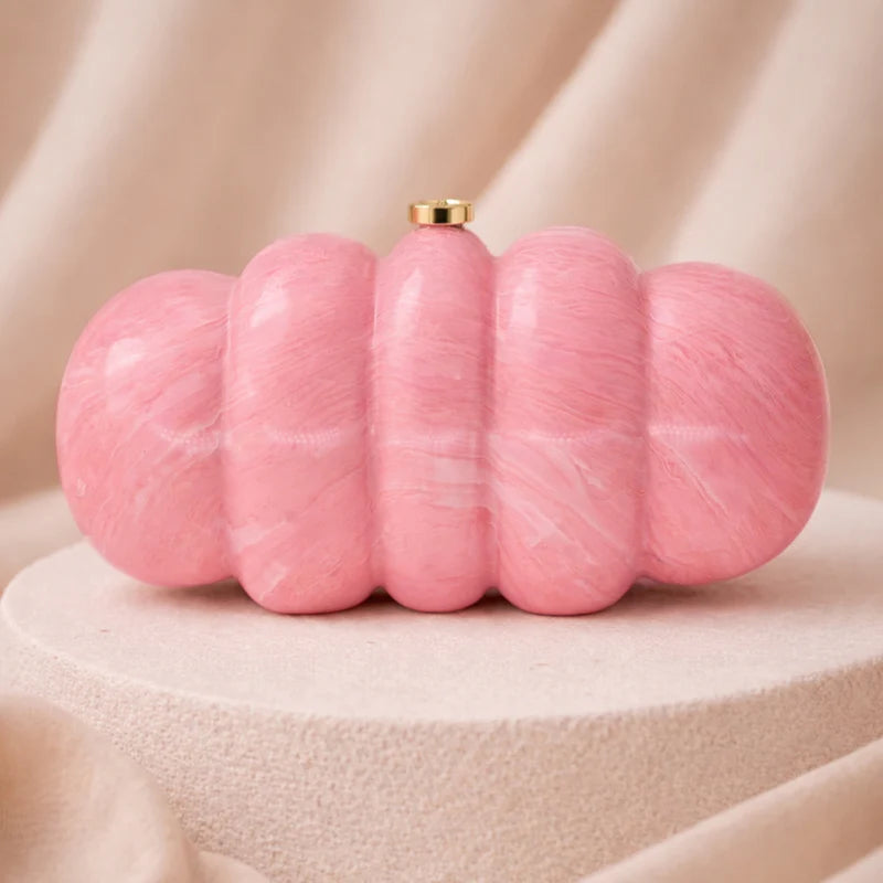 Elegant Pink Puff Acrylic Clutch