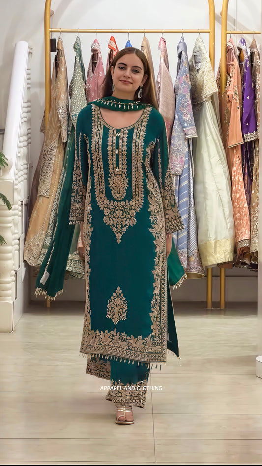 Faux Georgette With Heavy Embroidery Sequence Work